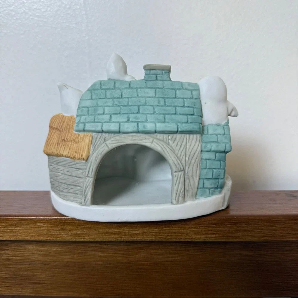 Vintage K-Mart Ceramic Halloween Candle‎ Holder Haunted House Tealight Display